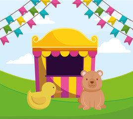 cute bear teddy with circus items