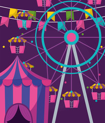 Fototapeta premium circus tent with ring and wheel