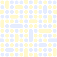 dots and lines. vector seamless pattern. simple blue yellow and white texture. textile paint. repetitive background. fabric swatch. wrapping paper