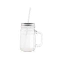 Clear jar and tube on isolated background with clipping path.