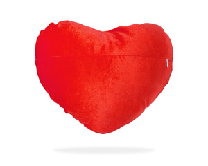 Cute heart pillow for hug or nap on isolated background with clipping path.