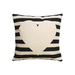 Black stripes design pillow cover on isolated background with clipping path. Burlap textile texture for decoration on your bed.