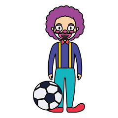 circus clown funny with soccer balloon character