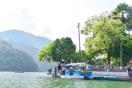 Barahi Island Temple on Phewa Lake in Pokhara, Nepal