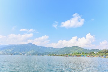 Scenery of Phewa Lake in Pokhara, Nepal