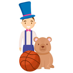 cute bear teddy with basket balloon