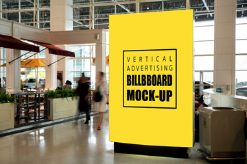 Mock up vertical mock up billboard stand at hallway