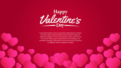Naklejka na ściany i meble Valentine's day banner greeting card template. Romance love. Vector illustration