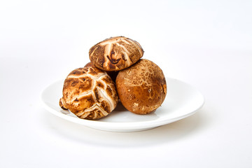 Shiitake mushroom on the White background