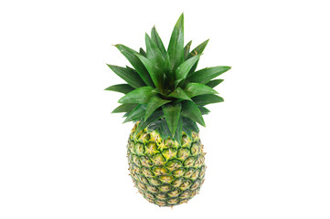 top view of fresh pineapple isolated on white background