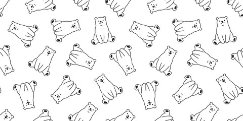 bear seamless pattern polar bear vector panda teddy sitting isolated background repeat wallpaper cartoon