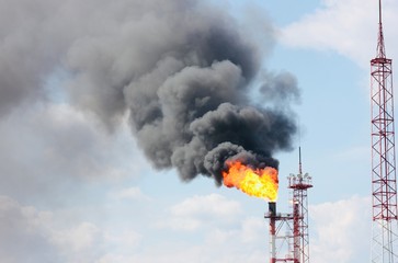 Combustion of associated petroleum gas in oil production areas. Environmental pollution. ...