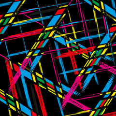 Beautiful colorful abstract graffiti polygons on a black background illustration