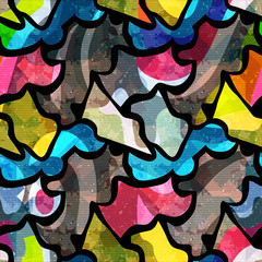 colored abstract seamless pattern in graffiti style. Quality illustration for your design