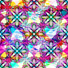 colored abstract seamless pattern in graffiti style. Quality illustration for your design