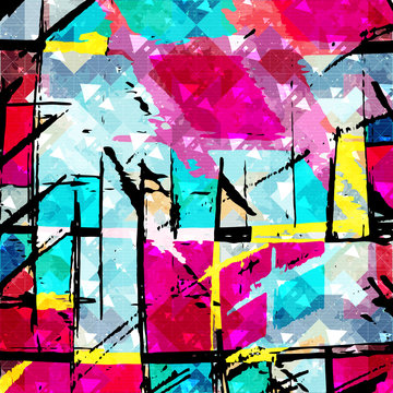 geometric abstract color pattern in graffiti style. Quality illustration for your design