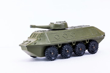 Fototapeta na wymiar Soviet military toys on white background