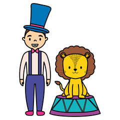 cute circus lion with magincian character