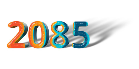 3D Number Year 2085 joyful hopeful colors and white background