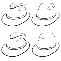 Vector collection of stylized hats for men - obrazy, fototapety, plakaty