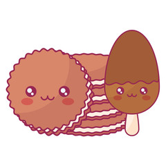 cute ice cream in stick with cookies kawaii characters