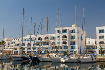 MONASTIR / TUNISIA - JUNE 2015: Touristic harbour with yachts in Monastir, Tunisia