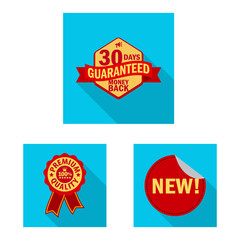 Vector illustration of emblem and badge symbol. Set of emblem and sticker vector icon for stock.
