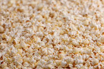 Texture of popcorn. Snack for a pleasant stay.