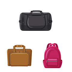 Isolated object of suitcase and baggage symbol. Set of suitcase and journey vector icon for stock.