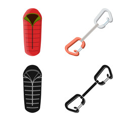 Vector illustration of mountaineering and peak sign. Collection of mountaineering and camp stock vector illustration.