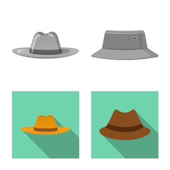 Vector design of headgear and cap icon. Set of headgear and accessory vector icon for stock.