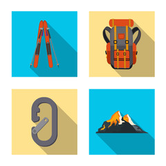 Isolated object of mountaineering and peak logo. Collection of mountaineering and camp stock symbol for web.