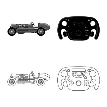 Vector illustration of car and rally symbol. Collection of car and race stock symbol for web.