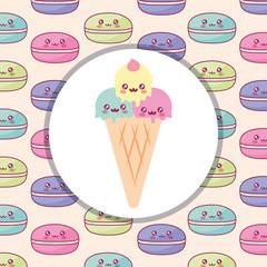 cute ice cream kawaii character