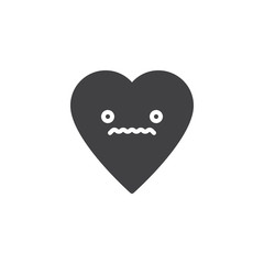 Confused Face emoticon vector icon. filled flat sign for mobile concept and web design. confused heart face character emoji solid icon. Symbol, logo illustration. Pixel perfect vector graphics