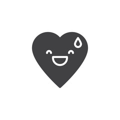 Grinning Face With Sweat emoticon vector icon. filled flat sign for mobile concept and web design. Grinning heart face character emoji solid icon. Symbol, logo illustration. Pixel perfect vector 