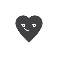 Fototapeta premium Smirking Face emoticon vector icon. filled flat sign for mobile concept and web design. Smirking heart face character emoji solid icon. Symbol, logo illustration. Pixel perfect vector graphics