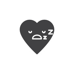 Sleeping Face emoticon vector icon. filled flat sign for mobile concept and web design. Sleeping heart face character emoji solid icon. Symbol, logo illustration. Pixel perfect vector graphics