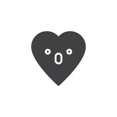 Hushed Face emoticon vector icon. filled flat sign for mobile concept and web design. Shocked heart face character emoji solid icon. Symbol, logo illustration. Pixel perfect vector graphics