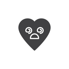 Dizzy Face emoticon vector icon. filled flat sign for mobile concept and web design. Shocked heart face character emoji solid icon. Symbol, logo illustration. Pixel perfect vector graphics