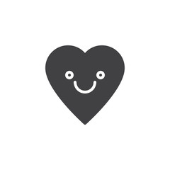 Fototapeta premium Smiling heart emoticon vector icon. filled flat sign for mobile concept and web design. Happy heart face character emoji solid icon. Symbol, logo illustration. Pixel perfect vector graphics