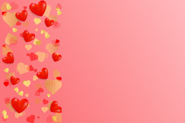 Valentine's Day background. Red and gold hearts