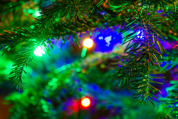 Obraz na płótnie Canvas christmas tree with lights and stars