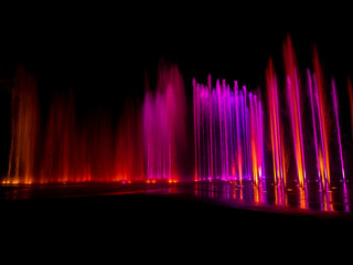  colored decorative dancing water jet led light fountain show at night