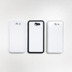 Smartphone case on white background. Blank mobile mock up or protector for design.