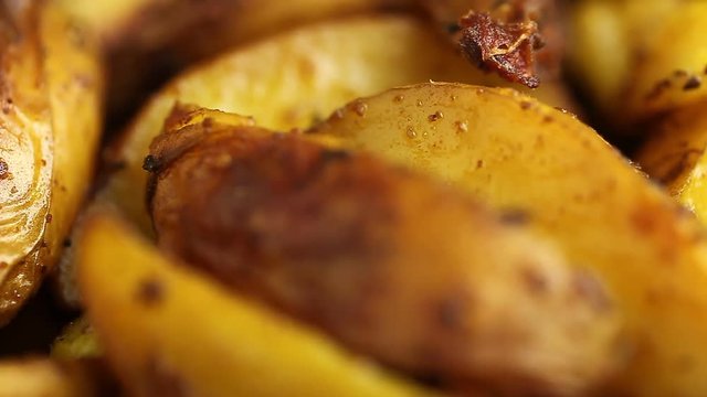 video fried in ghee with spices pieces of potatoes rustic