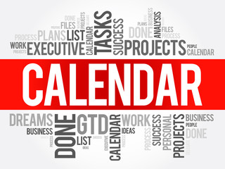 Calendar word cloud collage, business concept background