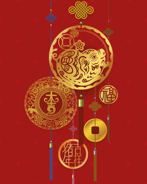 Chinese New year of Pig vector illustration background