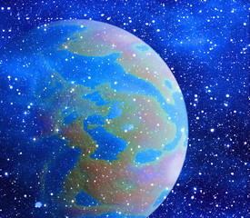 Naklejka premium blue planet on space sky backgrounds