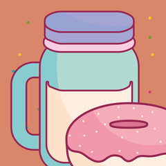 cute beverage jar with donut